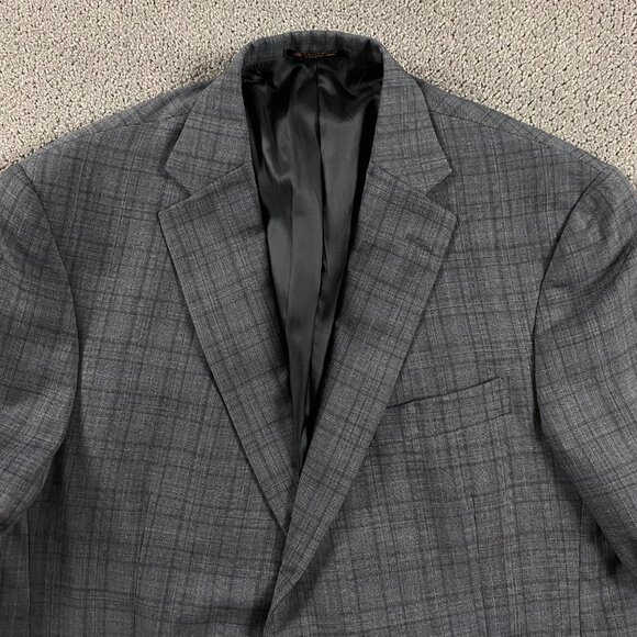 Hart Schaffner Marx Gold Trumpeter Blazer Sport Coat Men's 44R Gray Check - Picture 2 of 15